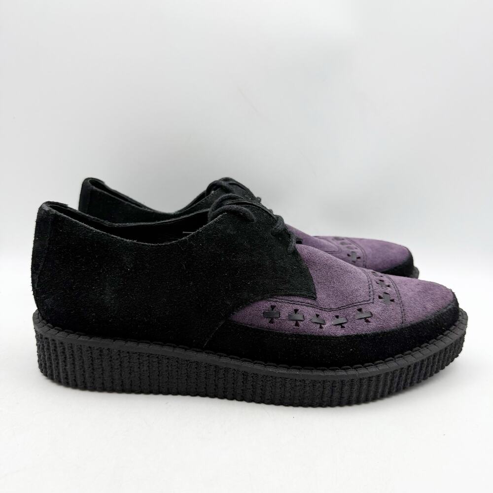 RE/DONE Women Creeper Oxford Shoe EU 40 US 10 Black Purple Suede Platform NWOB